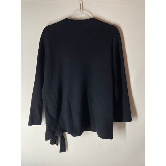 Chico's Black Funnel Neck Tie Front 3/4 Sleeve Sweater Knit Size 2 US Large - Picture 6 of 6